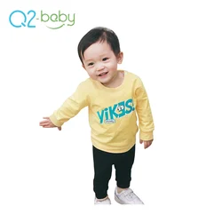 Q2-baby Удобная хлопковая футболка без воротника с аппликацией для малышей