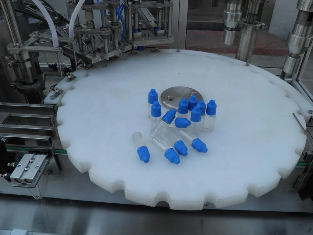 Automatic small glass plastic bottle capping e liquid juice essential oil eye drop filling machine