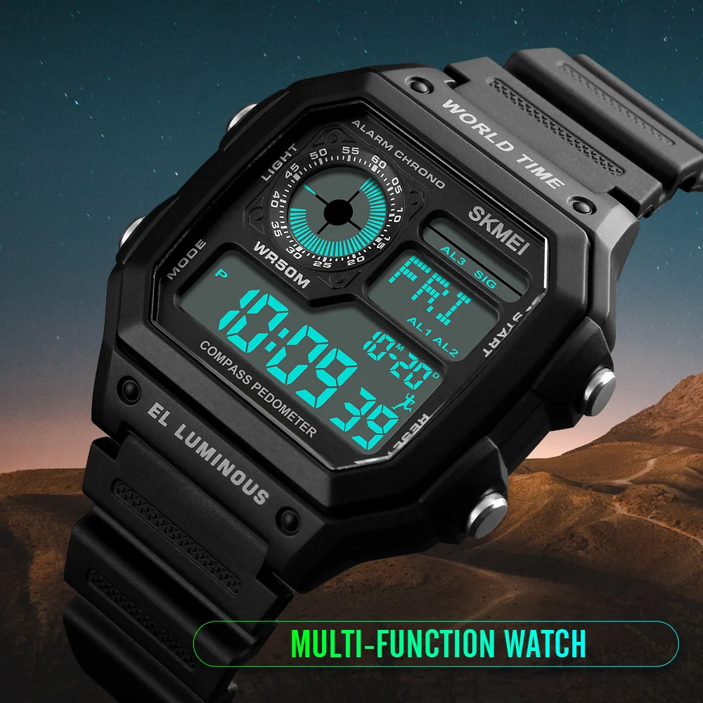 SKMEI 1373-reloj inteligente deportivo, podómetro, brújula digital