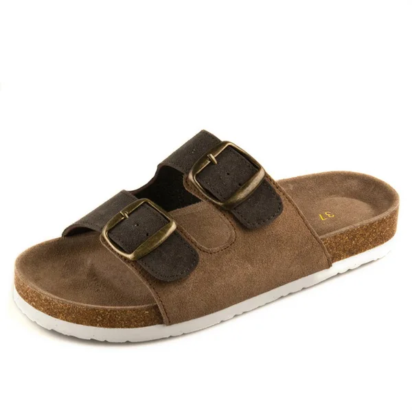 Женские сандалии на плоской подошве, сделано в Китае, замшевая верхняя часть с пробковой подошвой