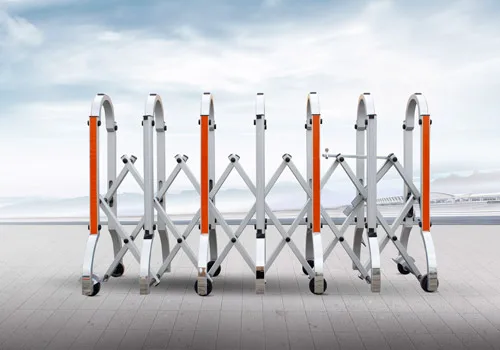 Aluminium Manual Safety Accordion Barrier Gate With Reflective Stickers