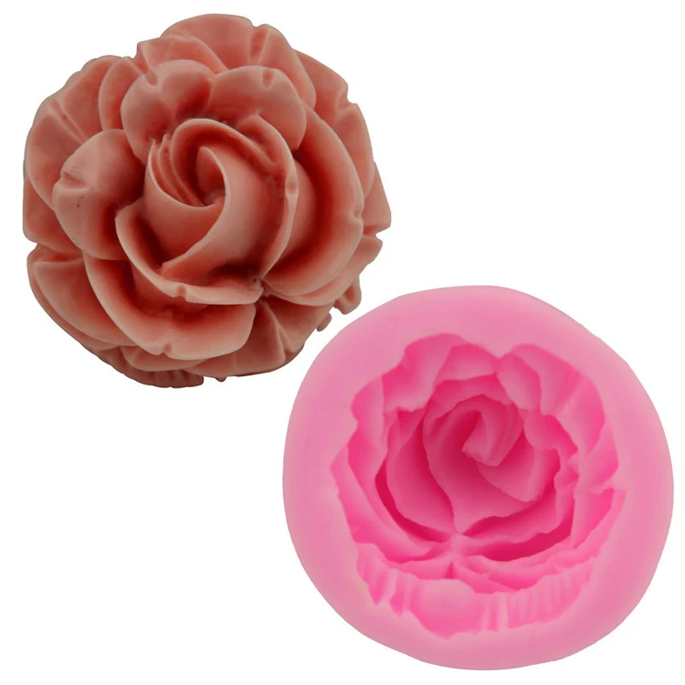 Rose Shape Soap Candle Mold Candy Decoration 3D Rose Flower Fondant Cake Mold LP