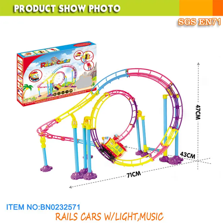 Пластиковая игрушка американские горки для детей функция B/O с подсветкой
