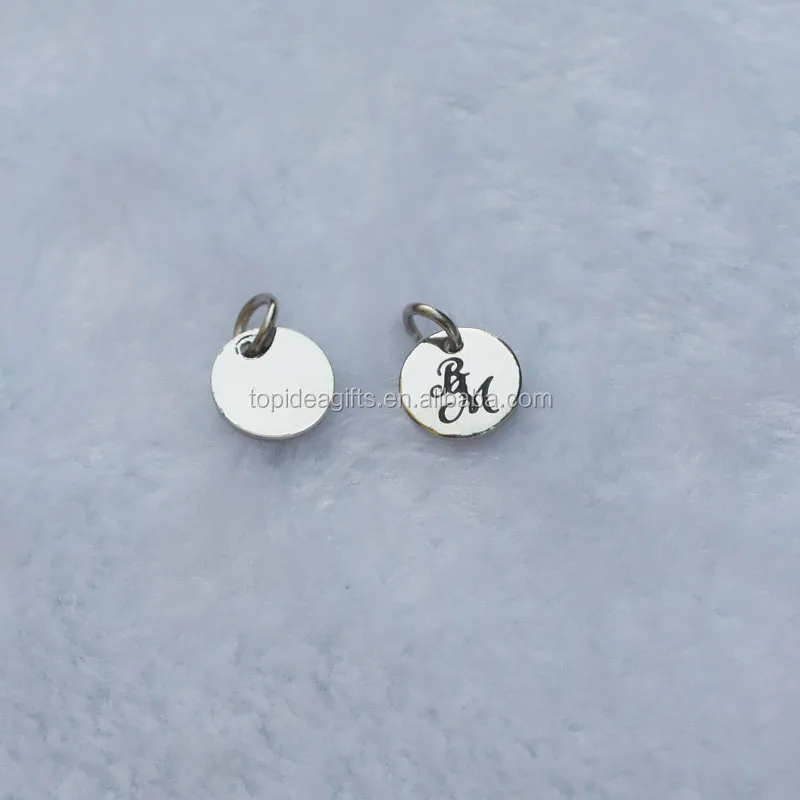 Custom Enamel Small Engraved Round Metal Plated Silver Jewelry Tags