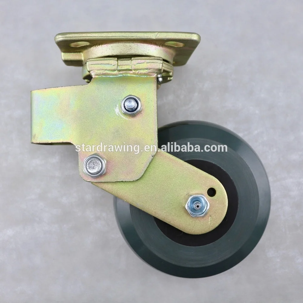 SS Spring Loaded Fork 6 Inch Heavy Duty Swivel Shock Absorber Caster Solid Polyurethane Wheel Swivel Shock Absorber Caster