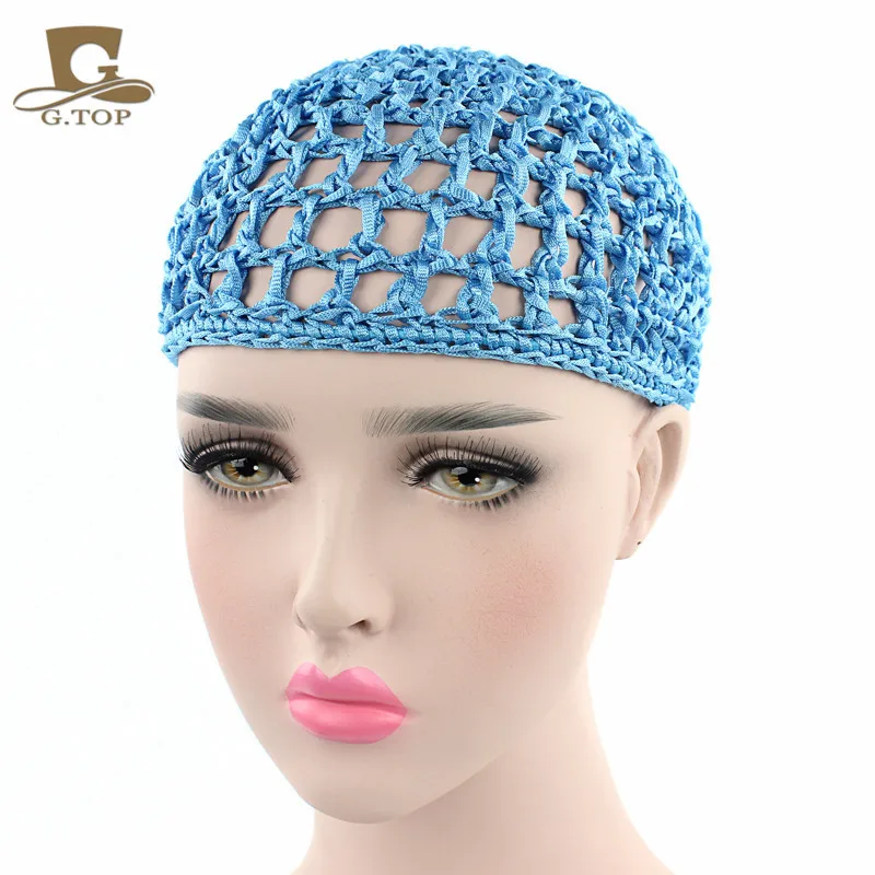 Manufactural Wholesale OEM ODM Crochet Hairnet Snood Hat Sleeping Cap Plain  Hairnets FW-11
