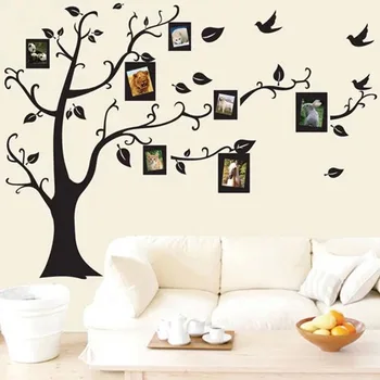 Large Family Tree Wall Decal. Peel stick vinyl sheet,decor mural for home decoration.Photo Gallery Frame Decor Sticker