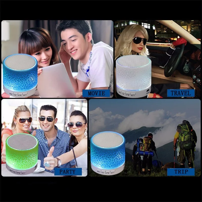 LED Colorful Lights Speaker Portable Bluetooth Speaker for Bedroom Outdoor Music Sound MP3 Player