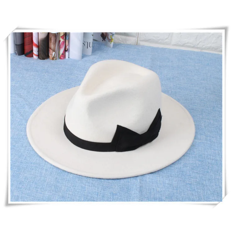 Wholesale MICHAEL JACKSON MJ White Fedora Wool Hat Cap Costume hat