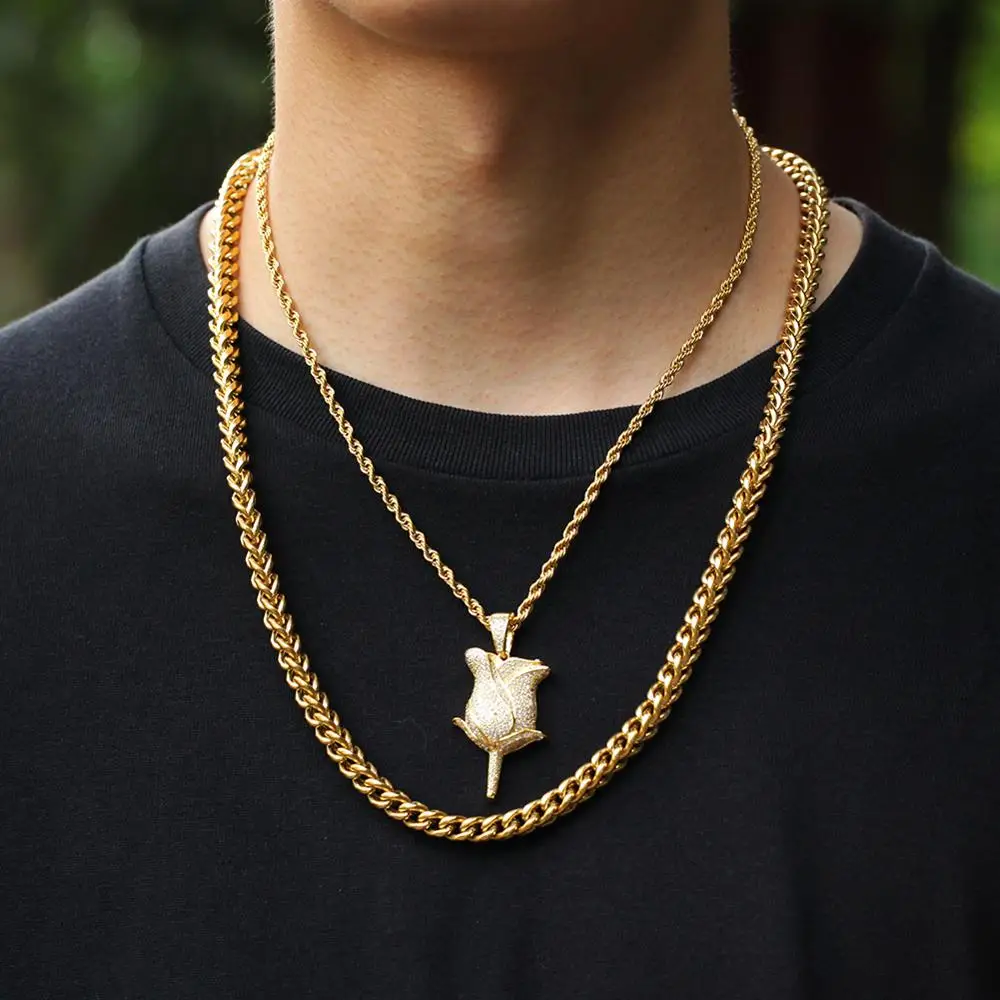 Collana da uomo in acciaio Inox catena cuba massiccia per punk spessore 12 mm eB