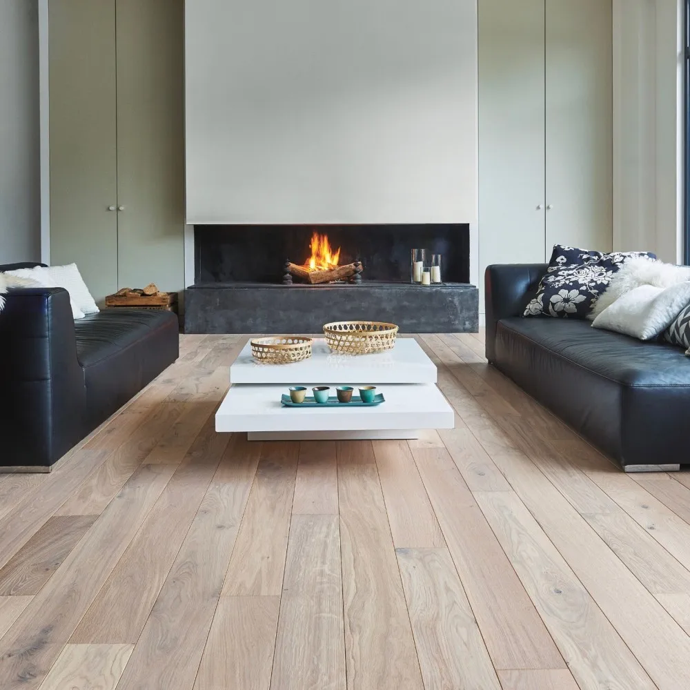190mm Unfinished Engineered European Oak Wood Flooring 14/3 Thick 