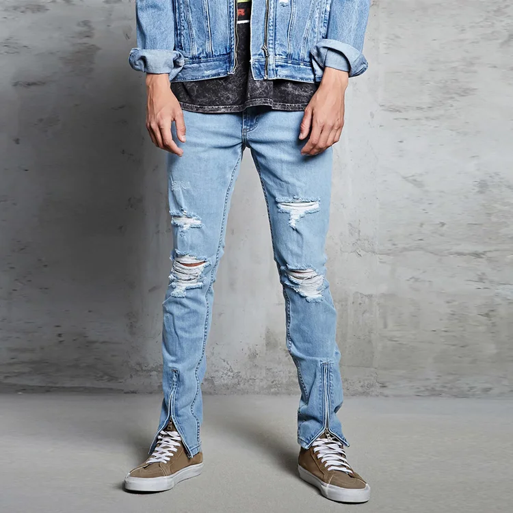 Design 100% Cotton Oem Service Breathable Fly Eco-friendly Crush Jeans  Pants Men Sky Blue Zipper Denim Jeans - Buy Damaged Jeans,Import Export  Jeans,Men's Jeans Pants Crush Jeans Product on