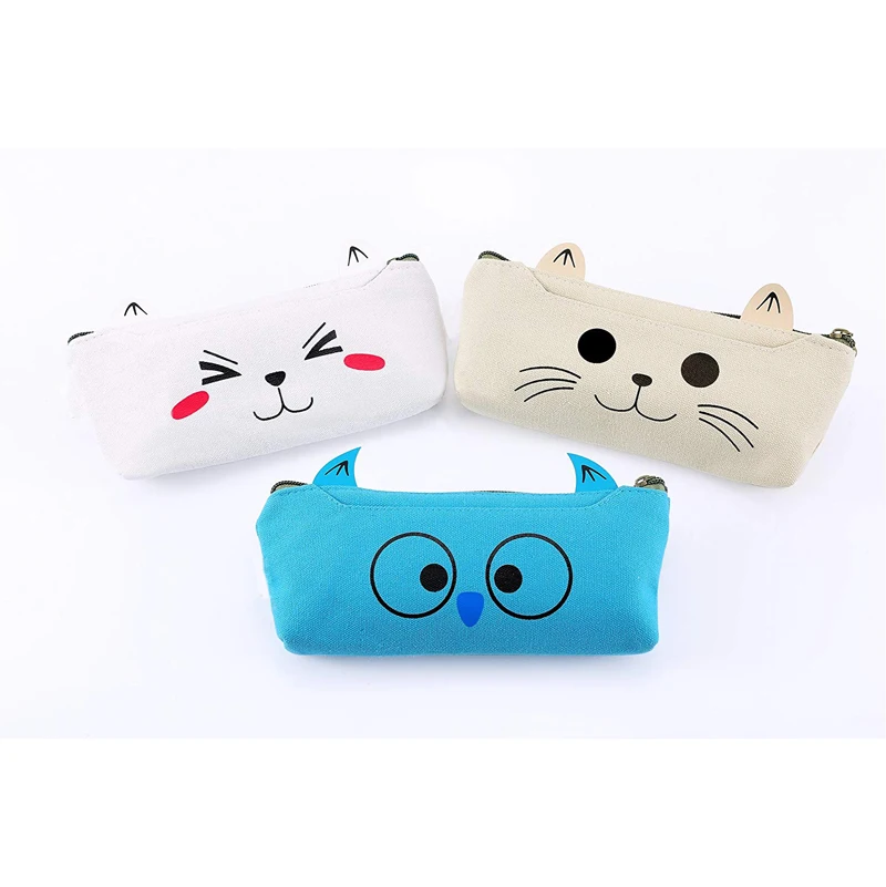愛らしいかわいい動物猫犬フクロウキャンバス化粧品鉛筆バッグペンケース Buy かわいい動物ペンケース キャンバス化粧品袋 ジッパーのための学校 Product On Alibaba Com