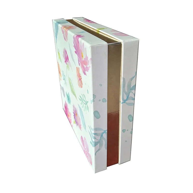 Custom square Lid and Base Paper Rigid Cardboard Box with Paper Dividers for Gift Packaging