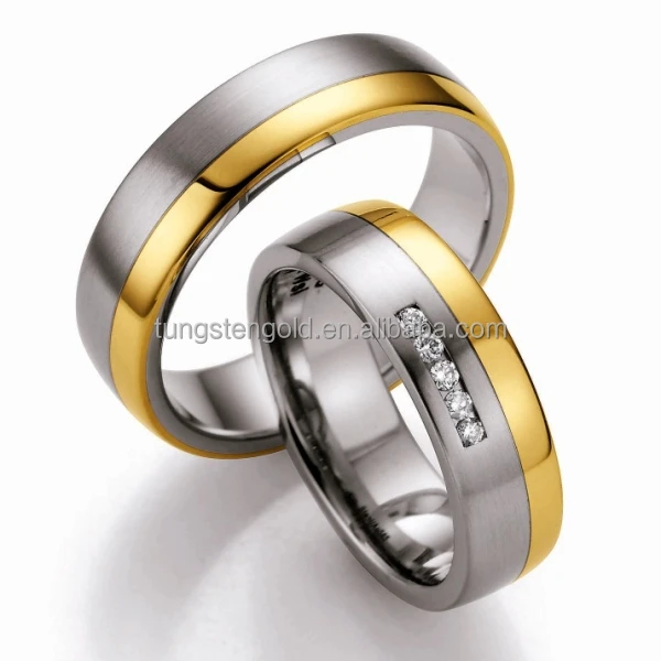 Top Quality T&T Stainless Steel Comfort Fit Wedding Band Ring Gold For Couple 