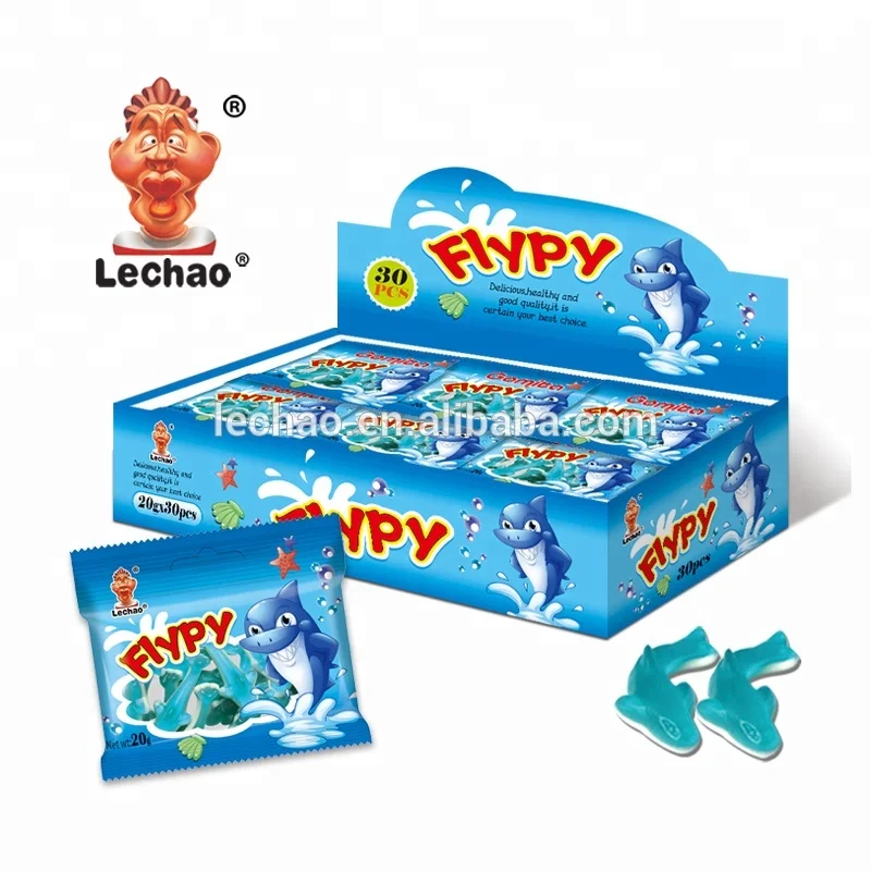 OEM Custom Animal Shape Fruit Gummy Shark Candy Confectionery Sweet Jelly Gummy Candies