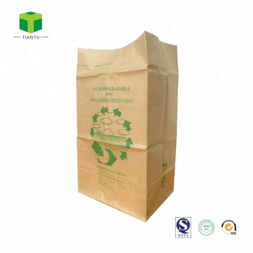 Customized Biodegradable Brown Paper Bag Leaf Lawn Grass Garden Paper Bag  Refuse Trash Wast Garbage Bags - China Packaging Bag, Lawn Bags