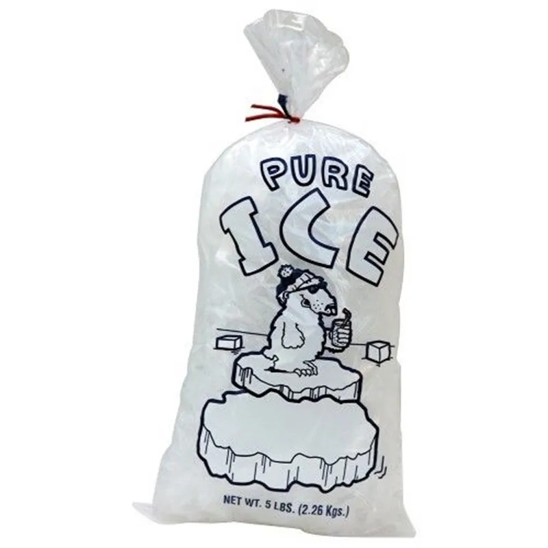 Heavy Duty 3kg 5kg 8kg  Loading Ice Cubes Plastic Bags  with logo Printing Durable Transparent Food Grade Poly Ice Bag