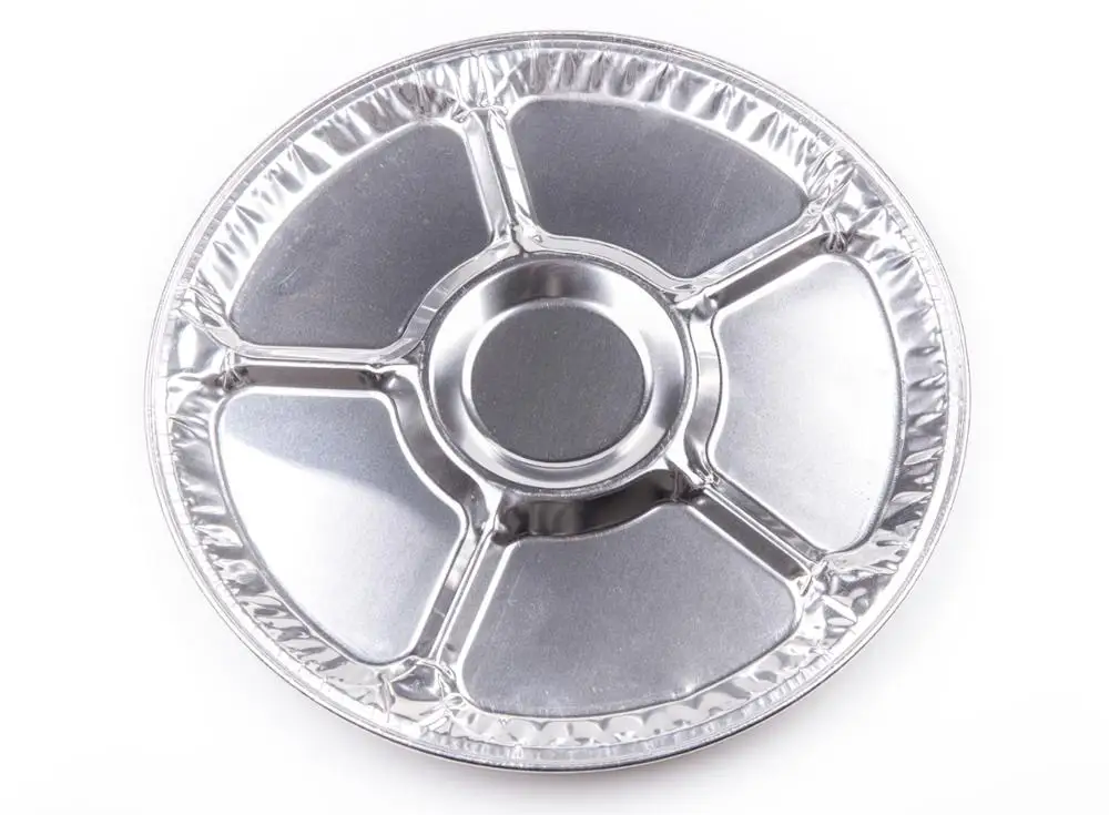 product tia yb97 16 inch grid round disc  aluminum foil pan roast pork container sturdy foil pan-2