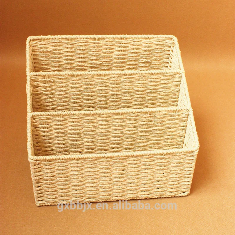 Фабрика Guangxi Bobai тканая бумажная веревочная корзина с 3-слойными офисными