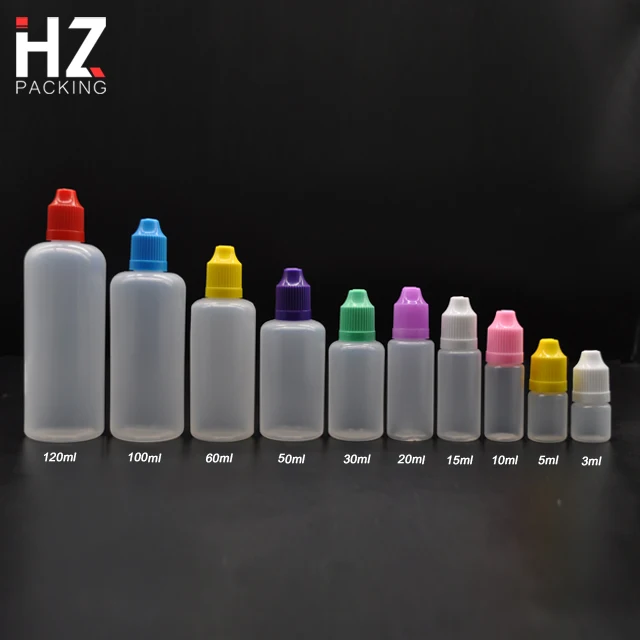 HZ Packing Soft PE Squeeze Small Plastic Bottles 3ml-120ml Screen Printing Surface Handling for Petrol Use