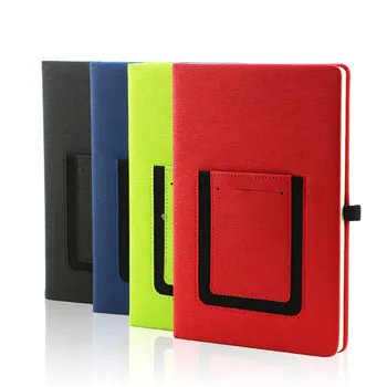Leather cover A5 journal with phone pocket with box gift sets for promotion