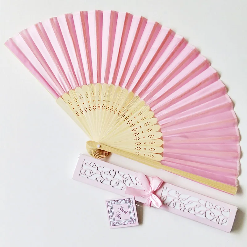Ywbeyond Personalized Engraved Silk Hand Fan Wedding Fold Fan Vintage Customized Fan for Wedding Gift for Guest