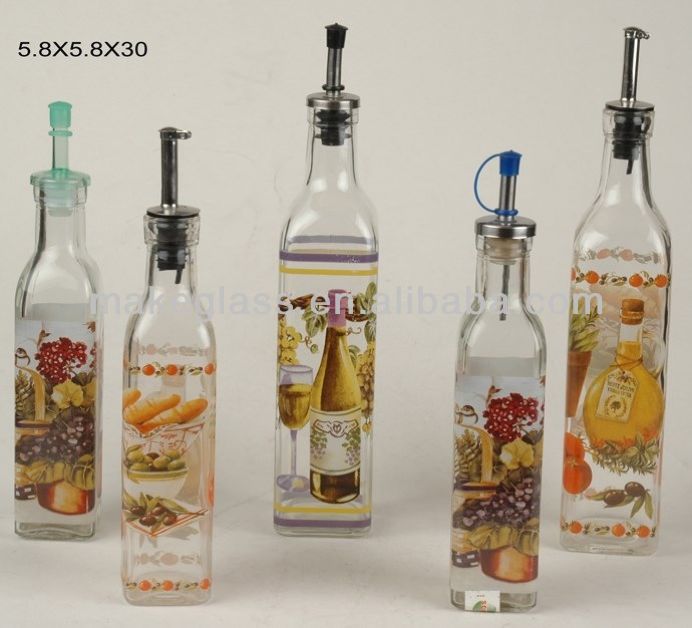Стеклянная посуда, стеклянный кувшин, стеклянная бутылка для масла с крышкой, стеклянная посуда