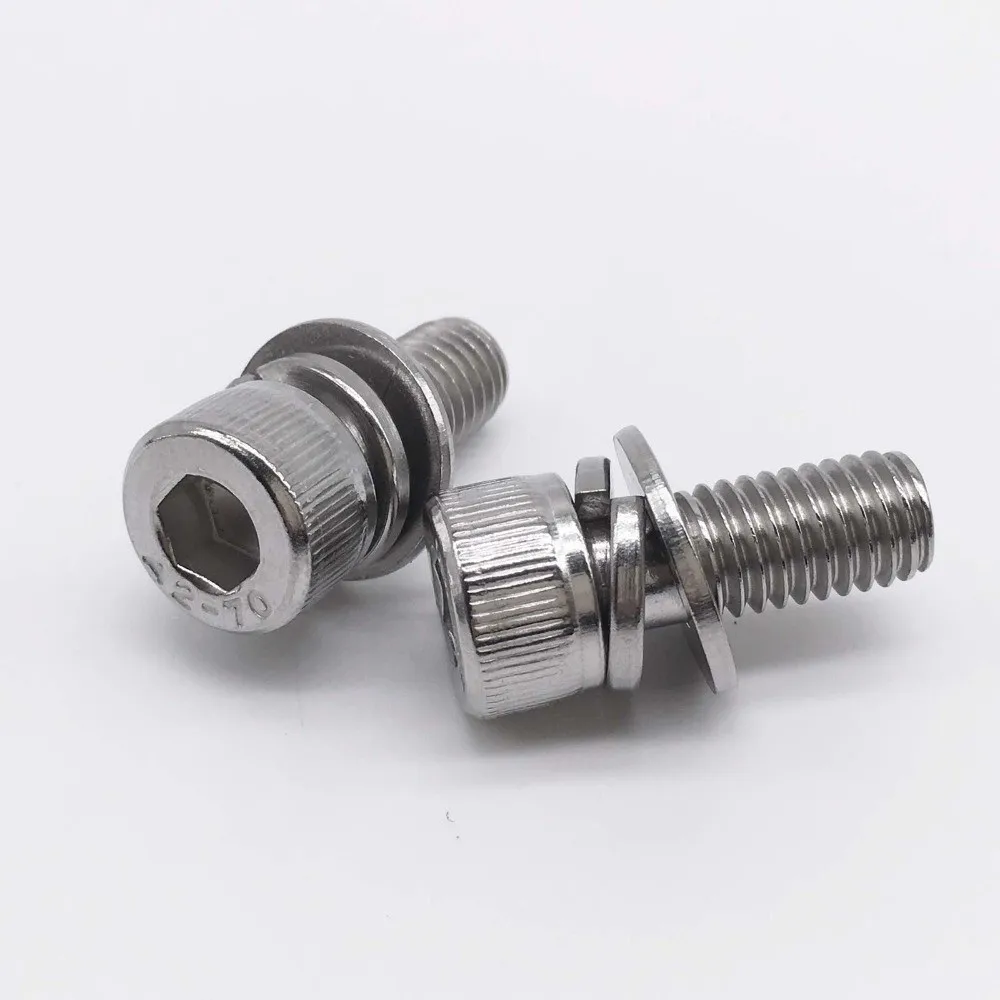 M2.5 M3 M4 Socket cap head sem screw with captive washer and flat washer 