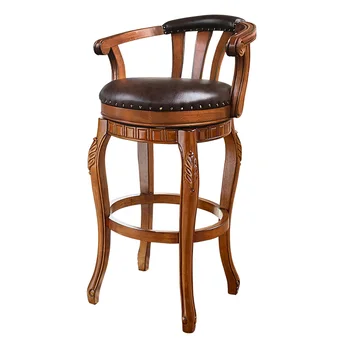 Classical home accent kitchen furniture fabric wood Bar counter bar stool
