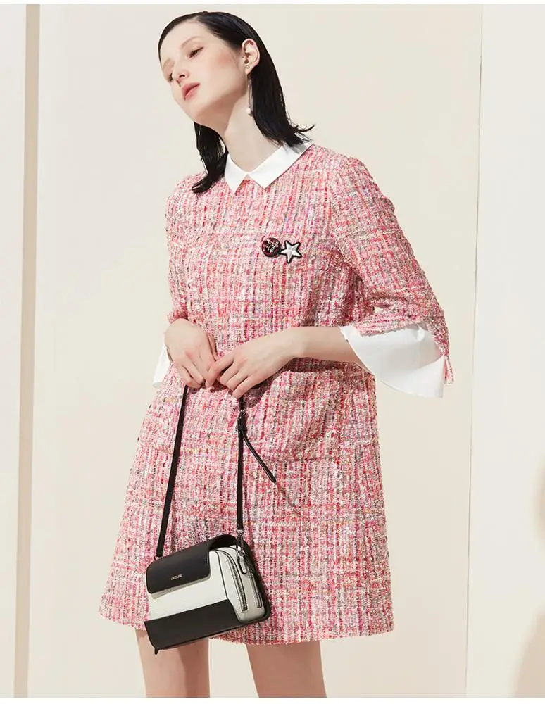 tweed flare pocket dress Cafe Date Tweed Fit And Flare Mini Dress – VICI main image 0