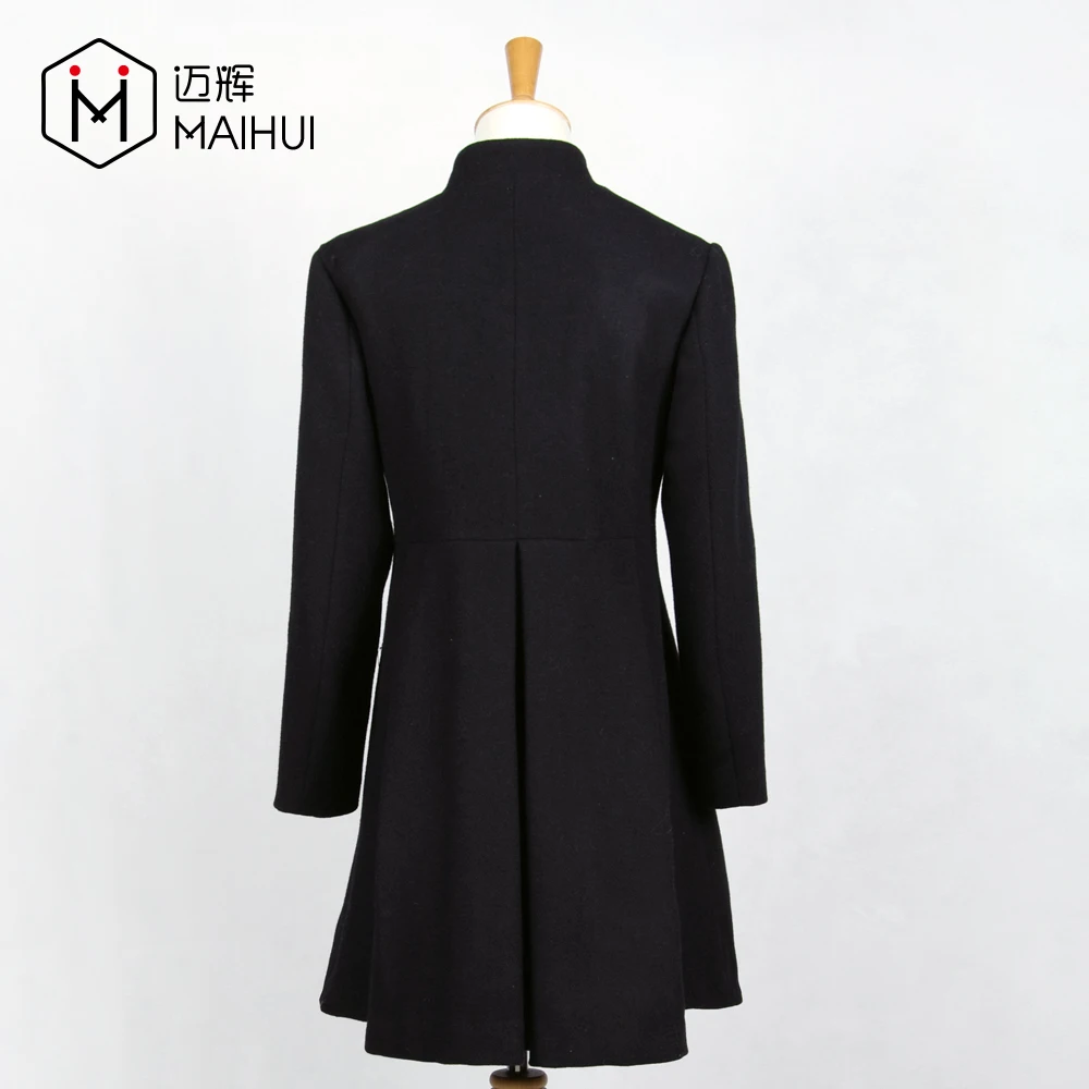 Китайский завод, двубортный тренчкот из смешанной шерсти на молнии с карманами