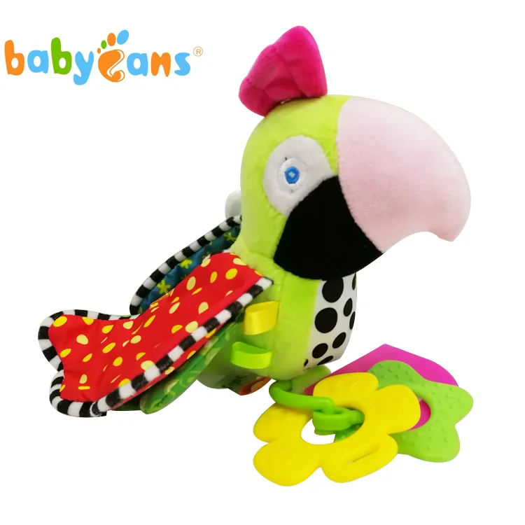
 Baby fabric Bird toys Plush Hanging Toy With Teether and birds sound infant product  Made In China  
