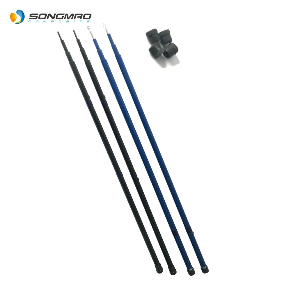 China Manufacture 15m 18m 20m Telescopic Fiberglass Flag Pole Mast With Metal Base