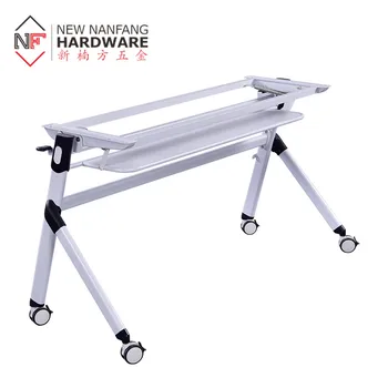 Modern school student training foldable office desk frame with movable wheel office folding table