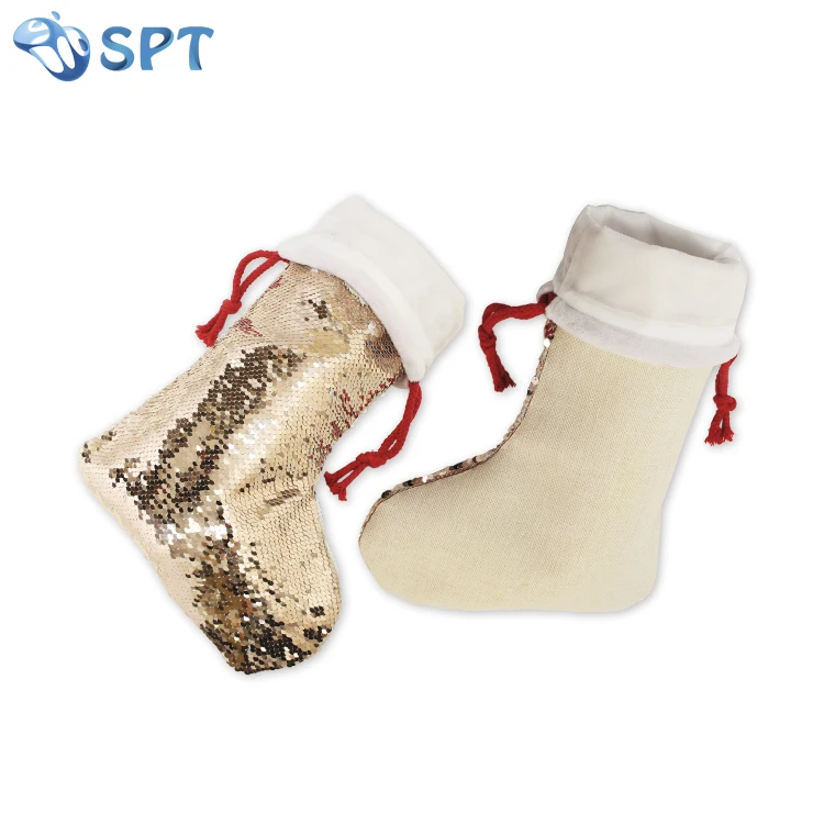 Сублимационный пустой персонализированный волшебный Рождественский чулок с блестками для украшения