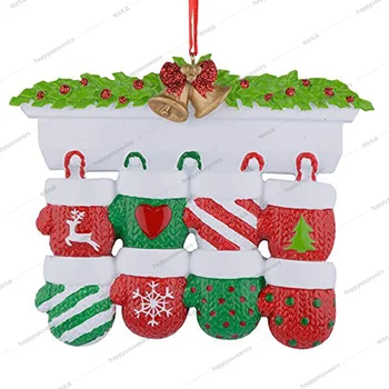 Personalized Christmas Tree Decorations Mitten Family 8 Ornament Cute Mini Figurine Christmas Hanging Ornament Christmas Gifts