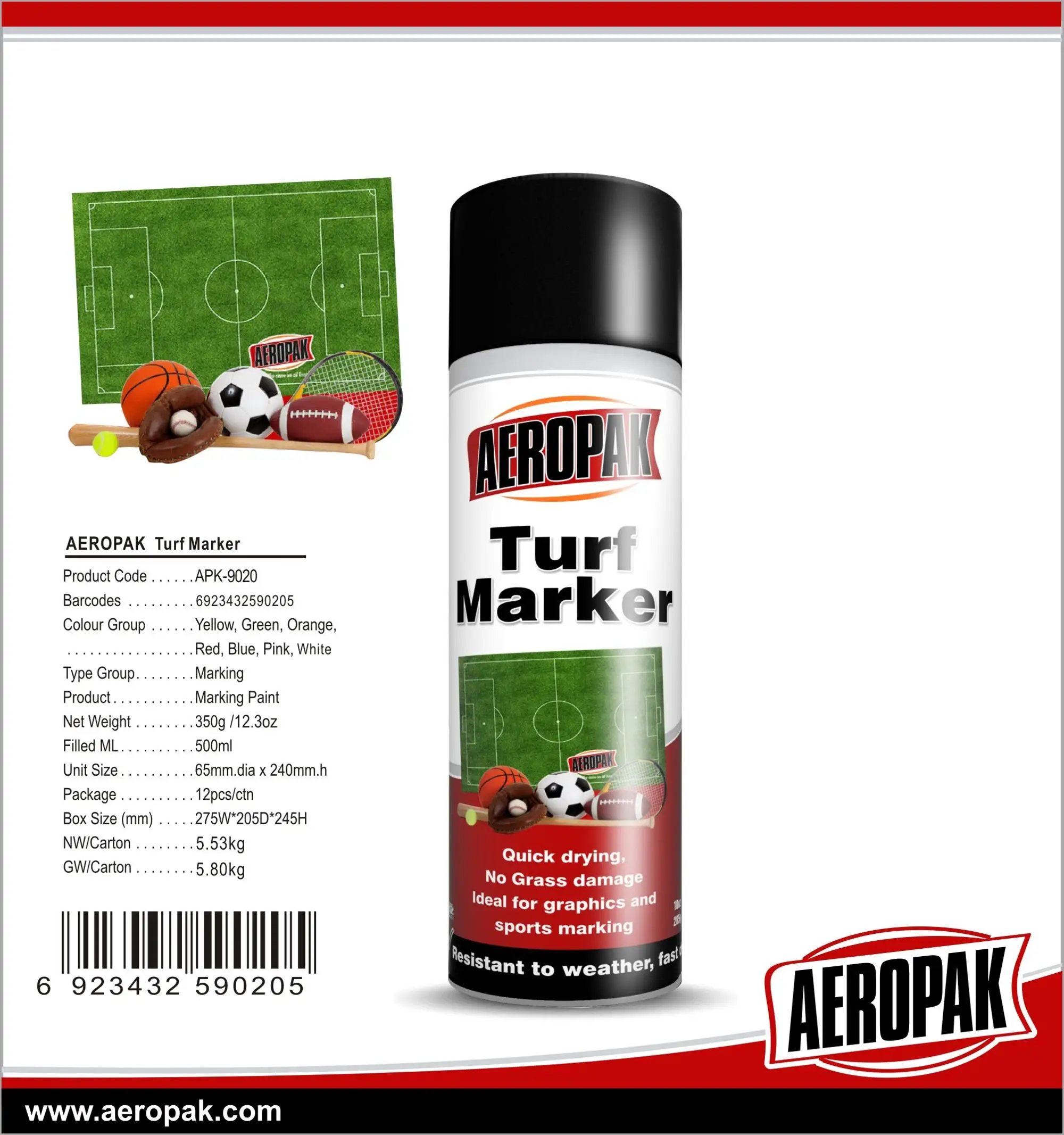 400ml Aeropak Turf Paint Grass Marking Safe For Players Grass High