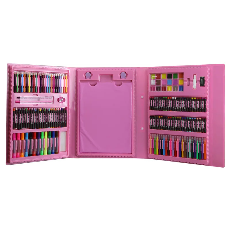 
JF88868 176 шт. 176 шт. пластиковые детские цветные карандаши, пастельный рисунок, набор для рисования акварелью с мольбертом 