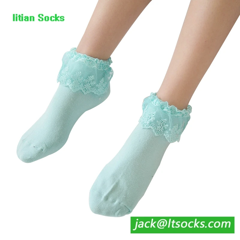 Breathable Girls Lace Womens Boot Ankle Socks