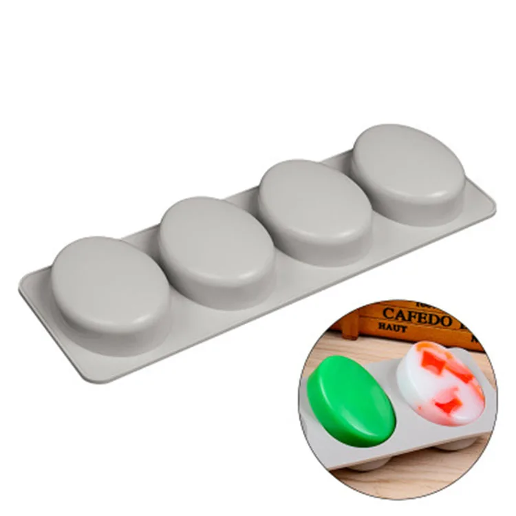 P0364 Factory High Quality Custom Professional Soap Mold Round Rectangle BPA Free 4 Cavity Silicon Soap Molds Oval