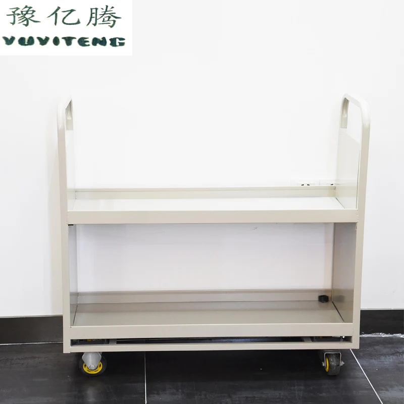 Hand Push Mobile Library Metal Book Trolley Book Cart