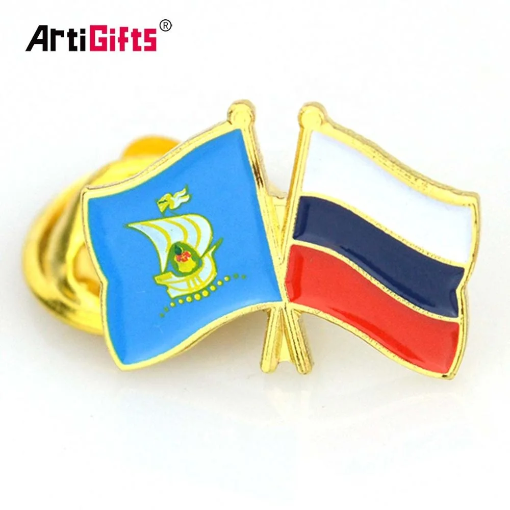 
Нет минимального заказа Oem изготовленный Металл перекрещивание двух стран Национальный золотой двойной флаг лацкан значок эмалевый цвет 