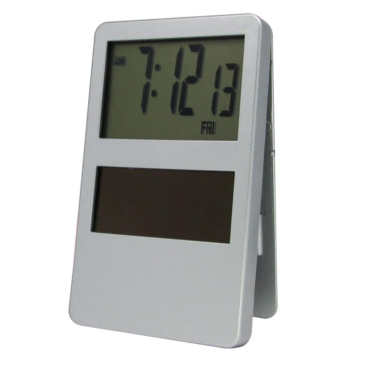Solar Power Desk Photo Frame Digital Clip Clock