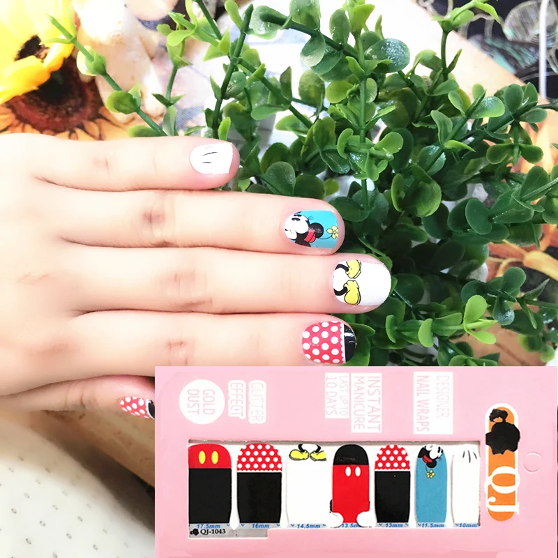 White Rad min Mouse child Nail Arts Nail Sticker Waterproof Nail Decal Sticker Gel Polish French
