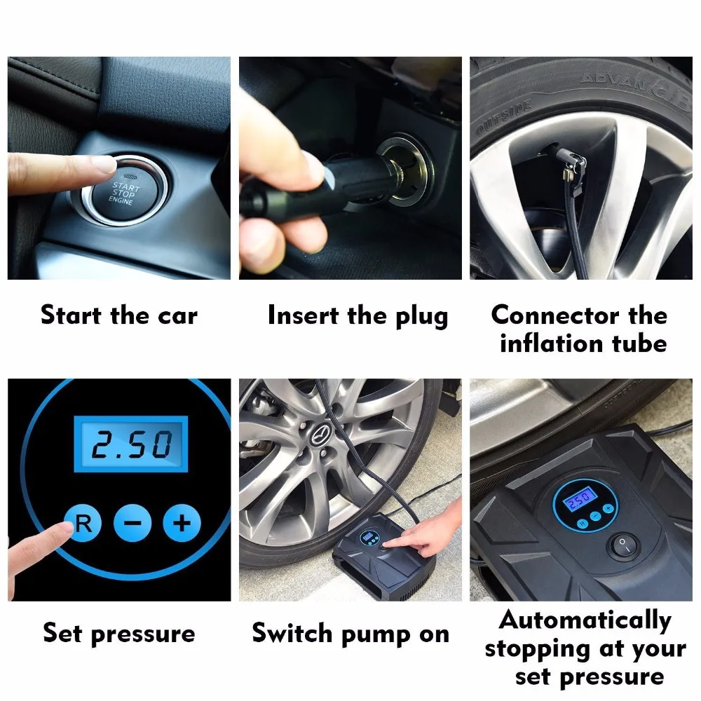 タイヤインフレーター150 PSI 12V DCポータブル自動電気デジタルエア