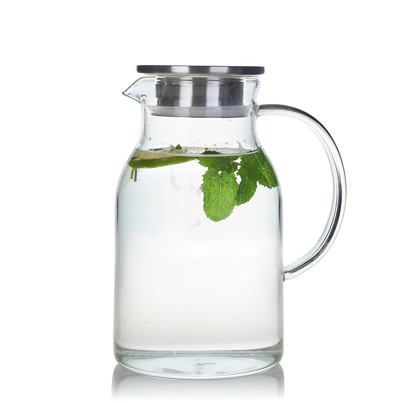 60 Ounces Glass Pitcher with Lid, Hot/Cold Water Jug, Juice and Iced Tea  Beverage Carafe