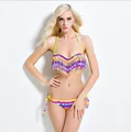 New sltyle print sexy fringed swimsuit women two piece bikinis 2016 push up colorful bikini padded