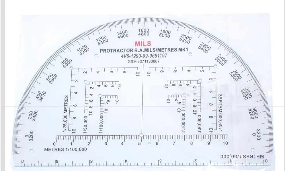 Definite DMR03 plastic military map tools scale protractor scales