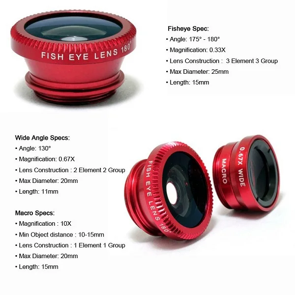
 Полный набор для сотового телефона 3-в-1 Широкоугольный макро объектив рыбий глаз набор фильтров для объектива камеры наборы мобильного телефона рыбий глаз Объективы  